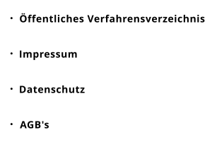 Öffentliches Verfahrensverzeichnis Impressum Datenschutz AGB's