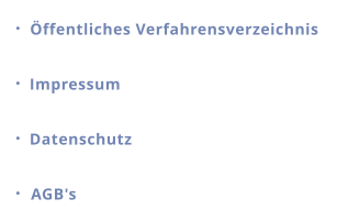 Öffentliches Verfahrensverzeichnis Impressum Datenschutz AGB's